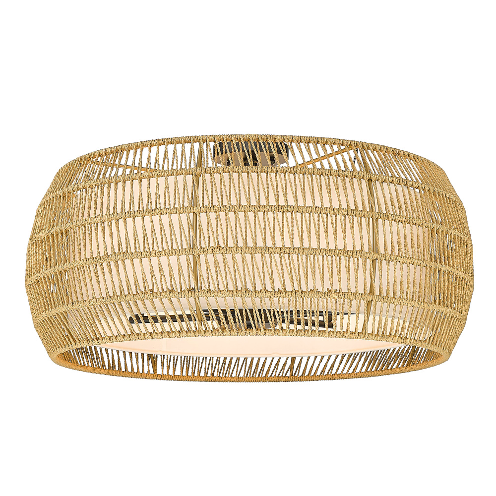 Golden Lighting Everly 6-light Semi-Flush Mount in Matte Black and Natural Rattan shade